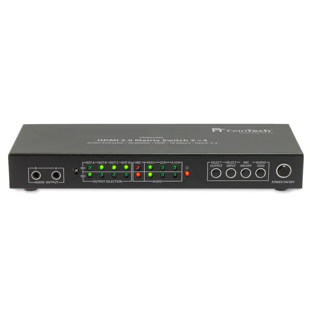 feintech-vms02400-hdmi-matrix-switch-2x4-4k-audio-extractor image 1