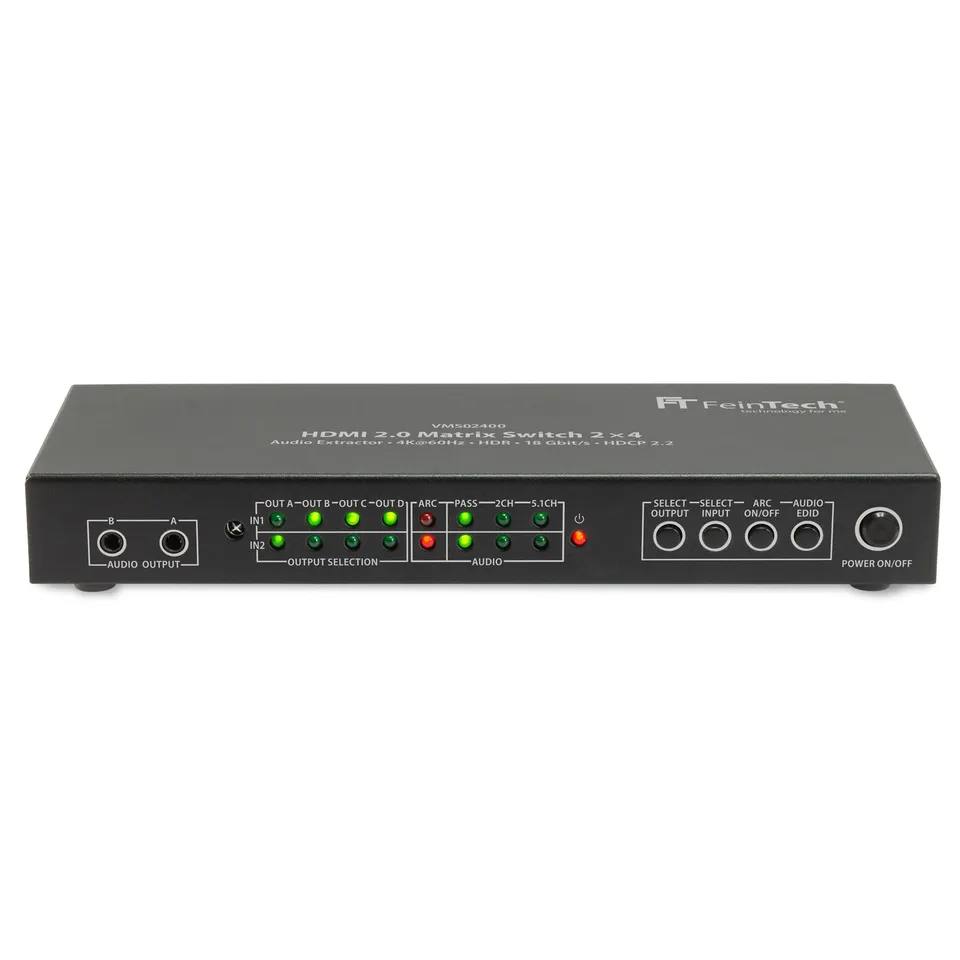feintech-vms02400-hdmi-matrix-switch-2x4-4k-audio-extractor image 1