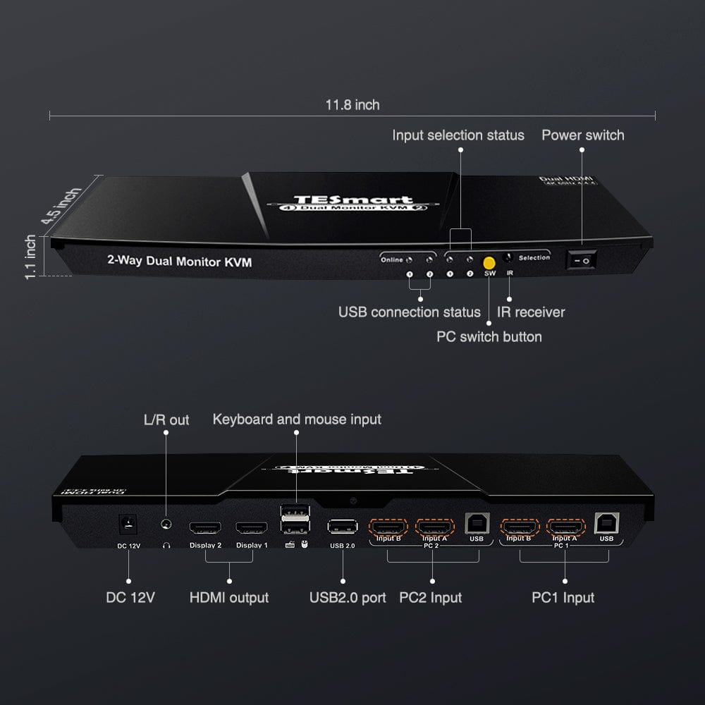 tesmart-prime-hks202-e23-kvm-switch-dual-4k60hz image 2