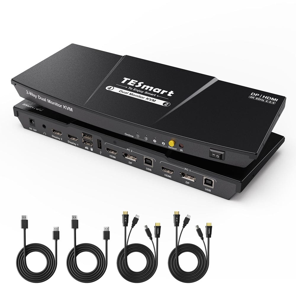 tesmart-prime-dual-monitor-kvm-switch-hdmi-dp-4k60hz-schwarz image 1