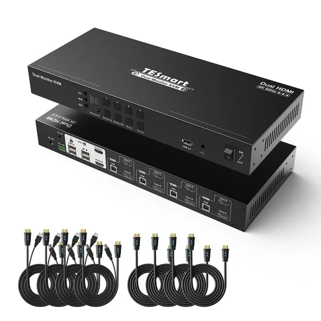 tesmart-elite-kvm-switch-dual-hdmi-4k30hz-4-pcs-2-monitore-set image 1