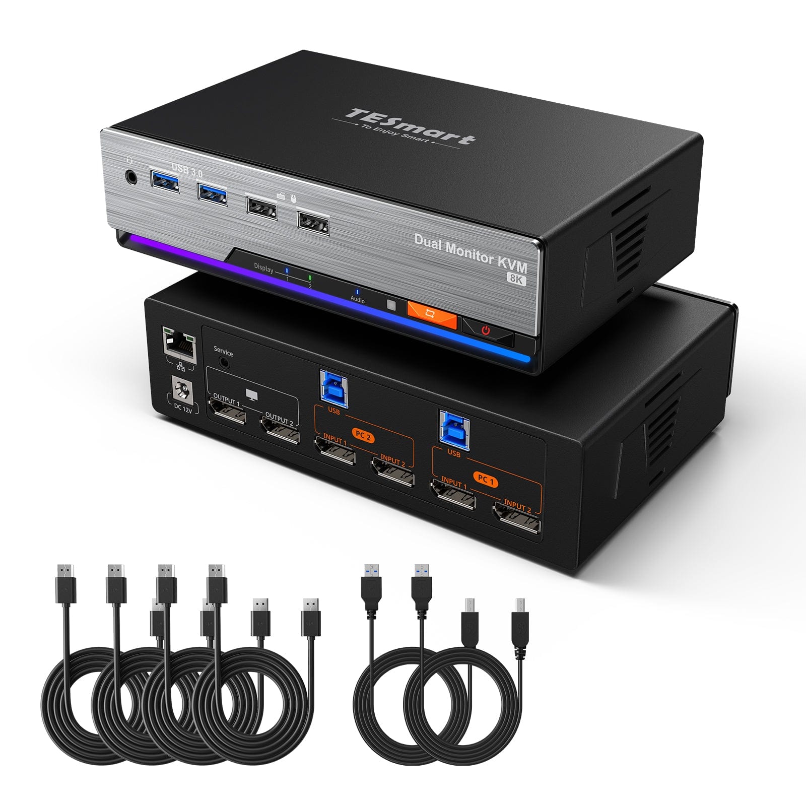 tesmart-master-dks202-m24-dp-kvm-switch-2-pcs-2-monitore-8k image 1