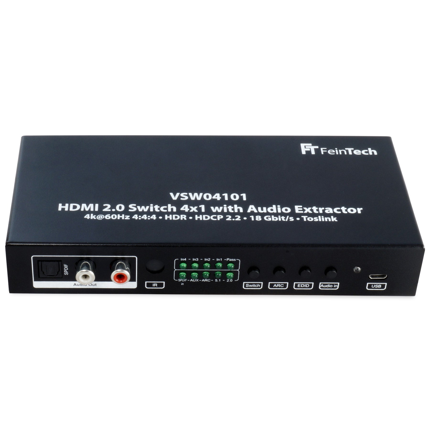 feintech-vsw04101-hdmi-switch-4x1-mit-audio-extractor-4k-hdr image 1
