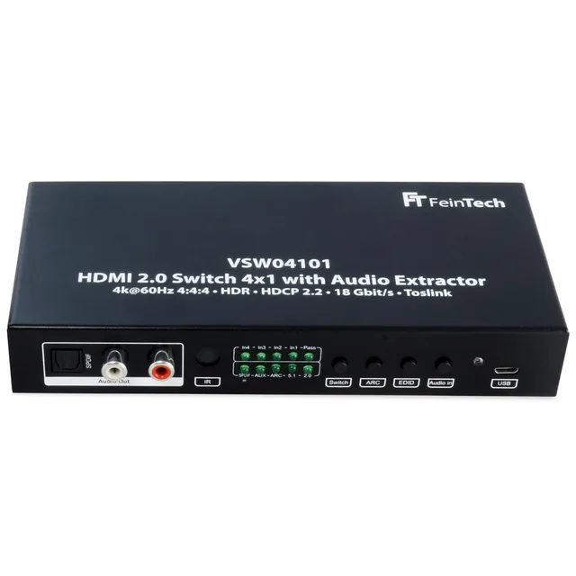 feintech-vsw04101-hdmi-switch-4x1-mit-audio-extractor-4k-hdr image 1