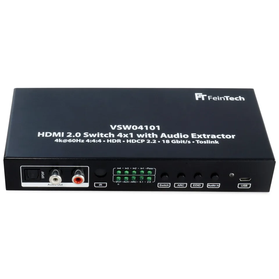 feintech-vsw04101-hdmi-switch-4x1-mit-audio-extractor-4k-hdr image 1
