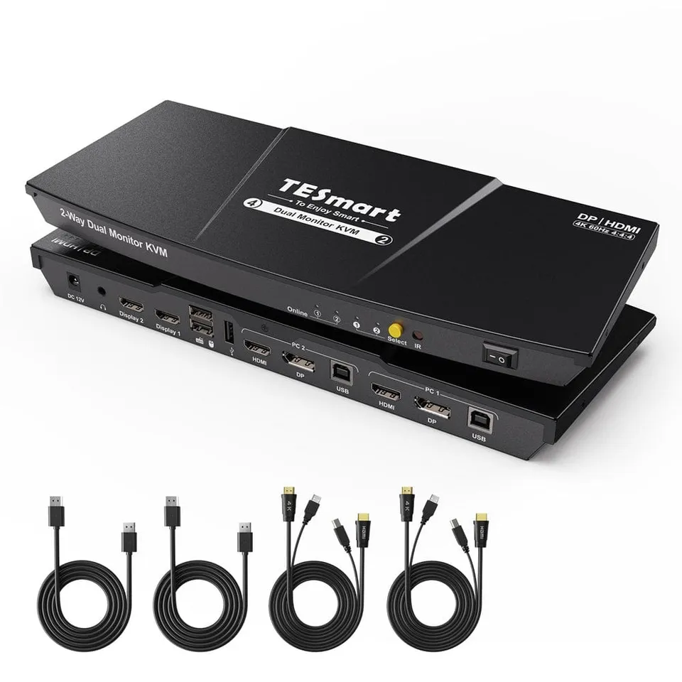 tesmart-prime-dual-monitor-kvm-switch-hdmi-dp-4k60hz-schwarz image 1