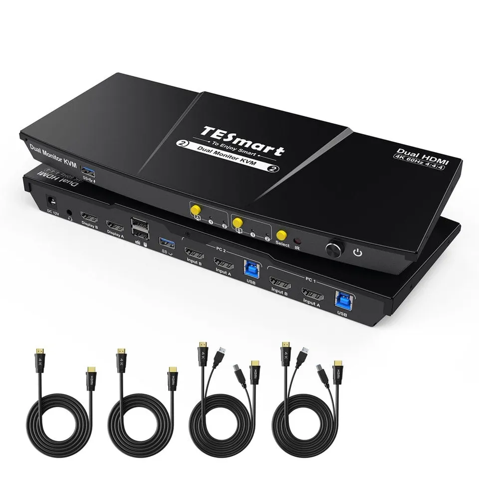 tesmart-prime-hks202-p23-hdmi-kvm-switch-2-pcs-2-monitore-4k60 image 1