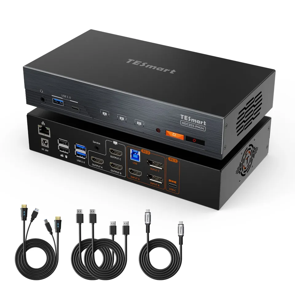 tesmart-xtreme-hdc203-pm24-kvm-switch-triple-4k60hz-displaylink image 1