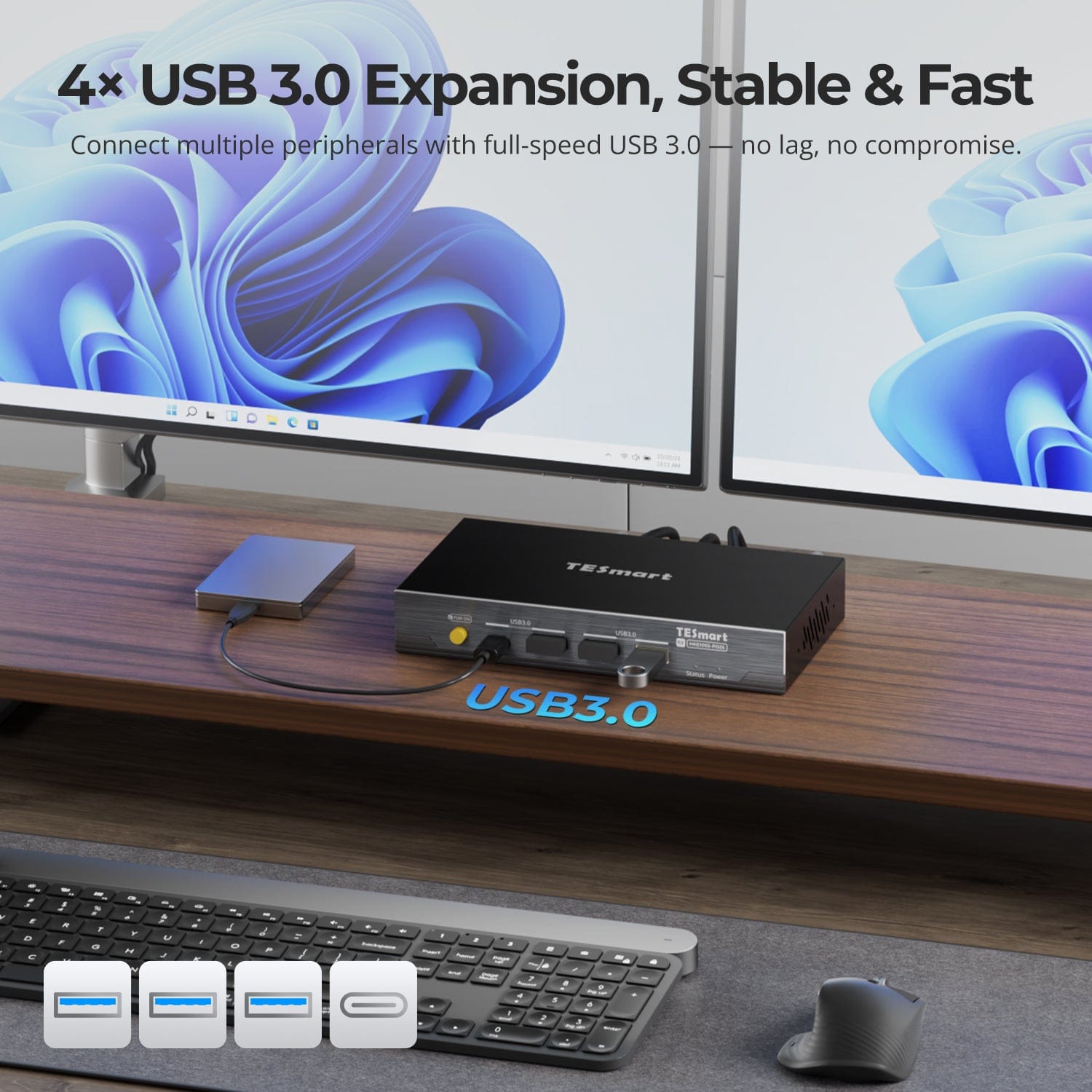 tesmart-prime-dual-4k60-kvm-extender-100m-cat6a-usb image 4