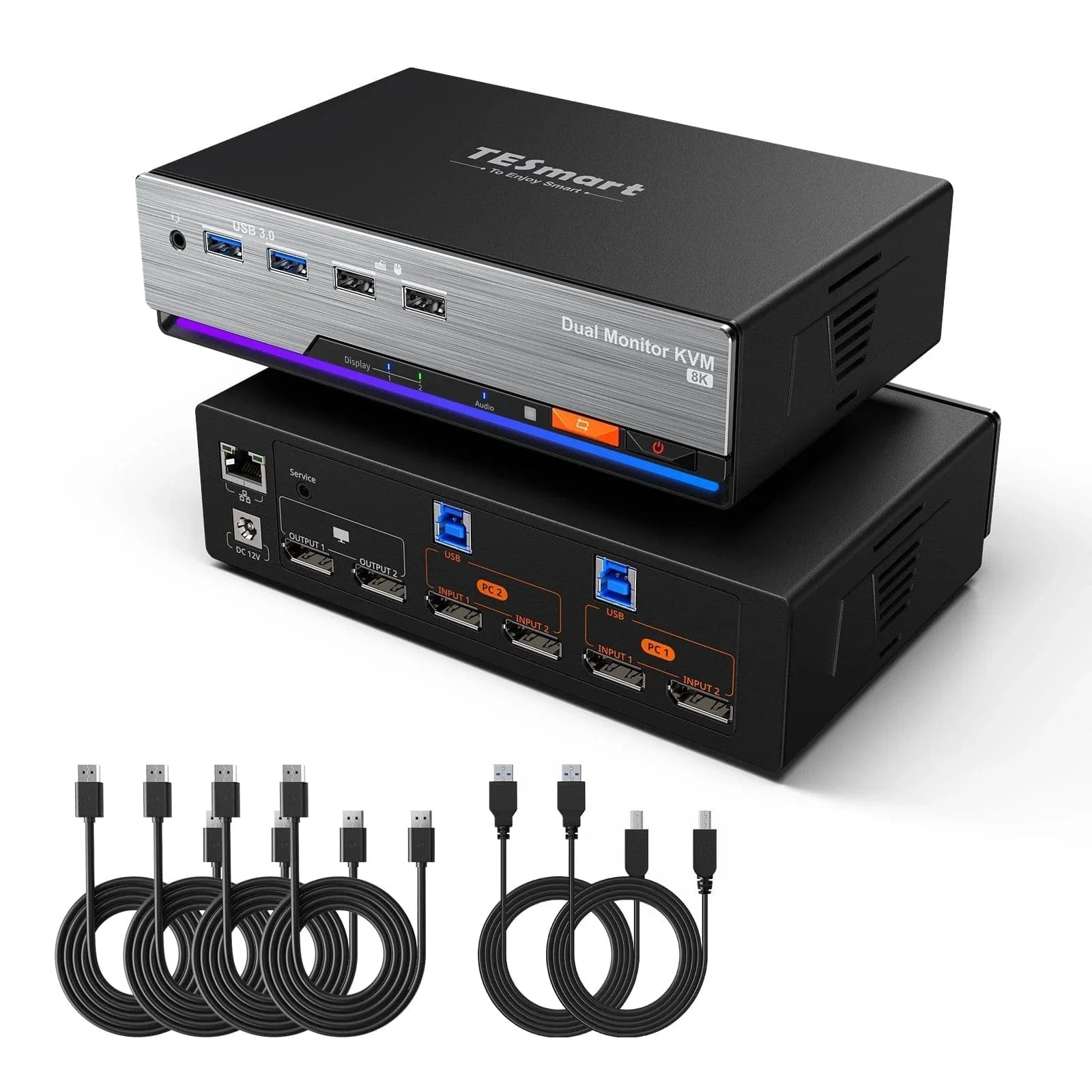tesmart-master-dks202-m24-dp-kvm-switch-2-pcs-2-monitore-8k60 image 2