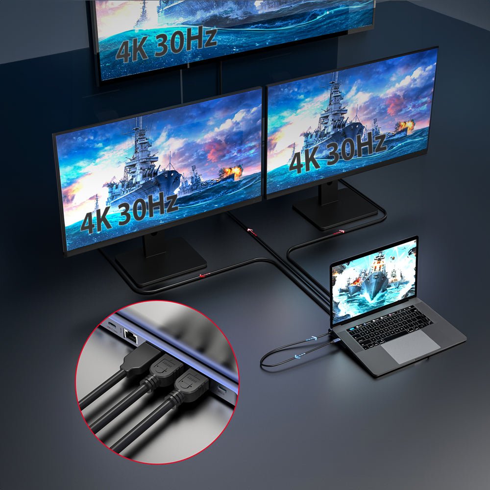 feintech-cx301-usb-c-docking-station-12-in-1-triple-display-4k image 6