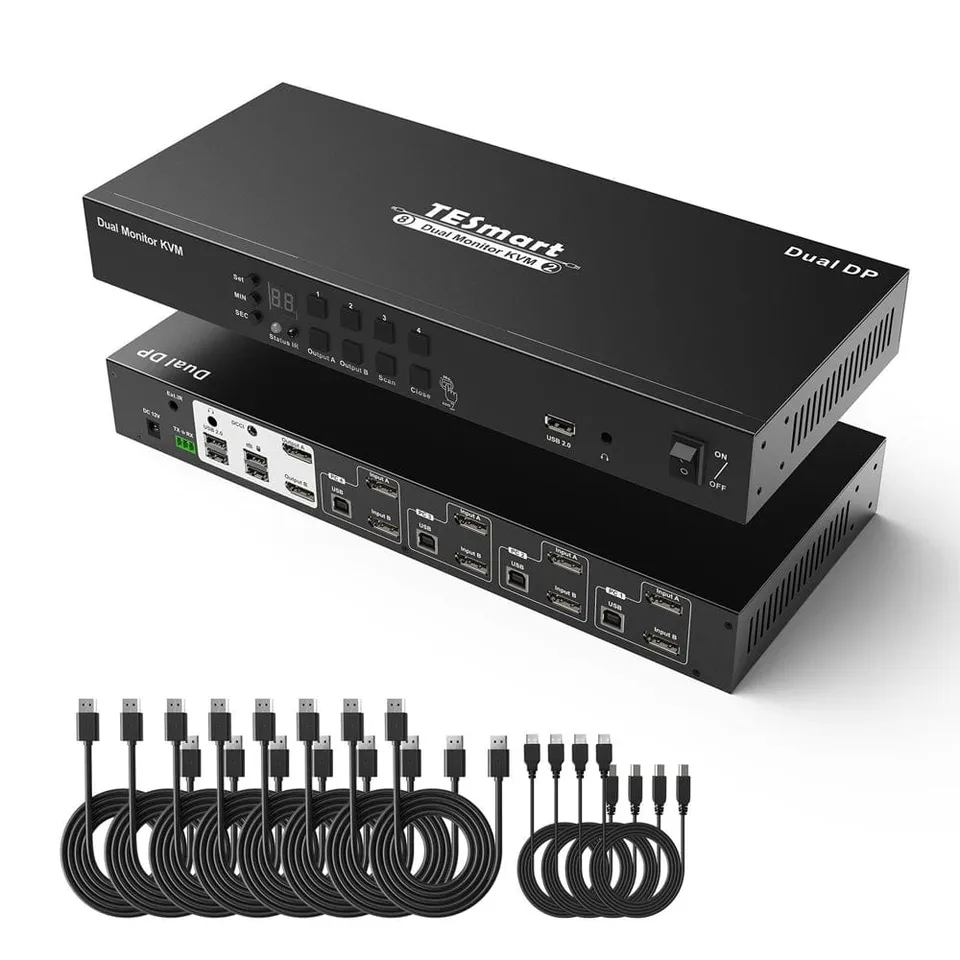 tesmart-prime-4-port-dp-kvm-switch-dual-4k-refurbished image 1