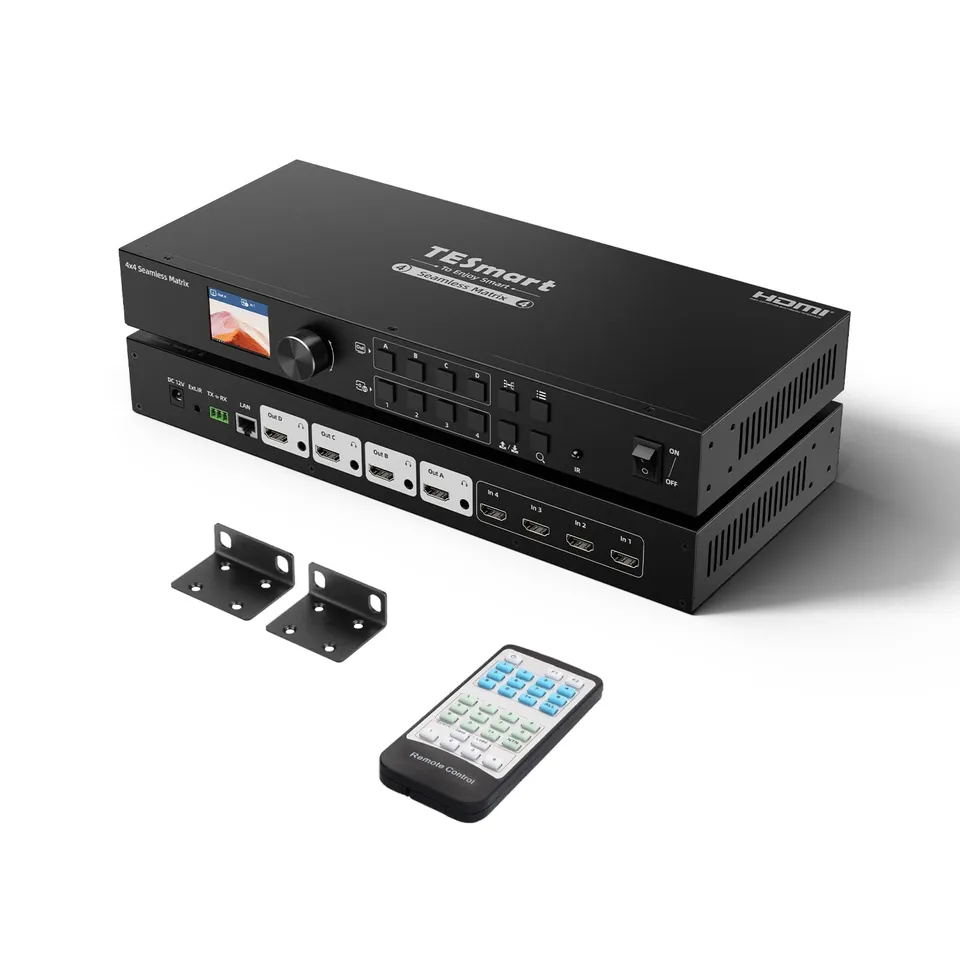 tesmart-elite-hma404-es23-hdmi-matrix-switch-4x4-mit-lcd image 1