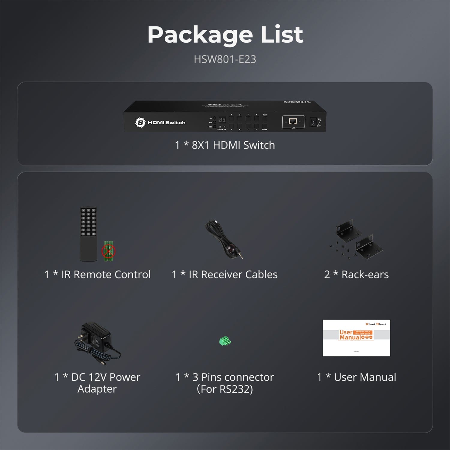 tesmart-prime-8-port-hdmi-switch-4k-60hz-rack-rs232-lan image 2