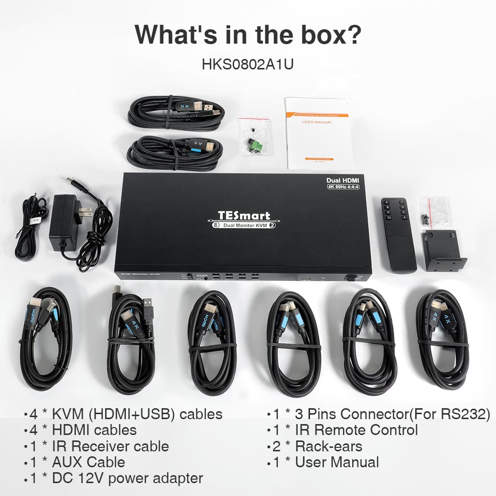 tesmart-elite-kvm-switch-dual-hdmi-4k30hz-4-pcs-2-monitore-set image 2