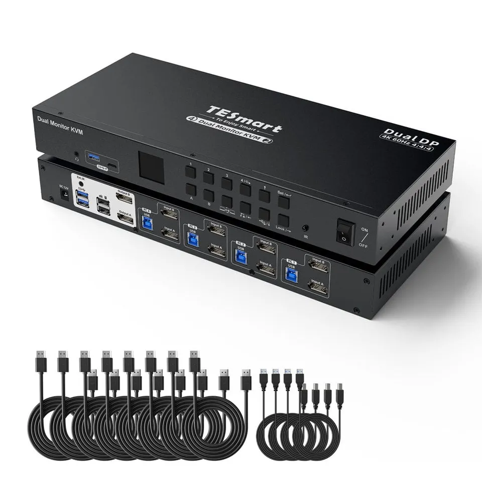 tesmart-prime-dks402-p23-kvm-switch-dual-dp-4k60hz image 1
