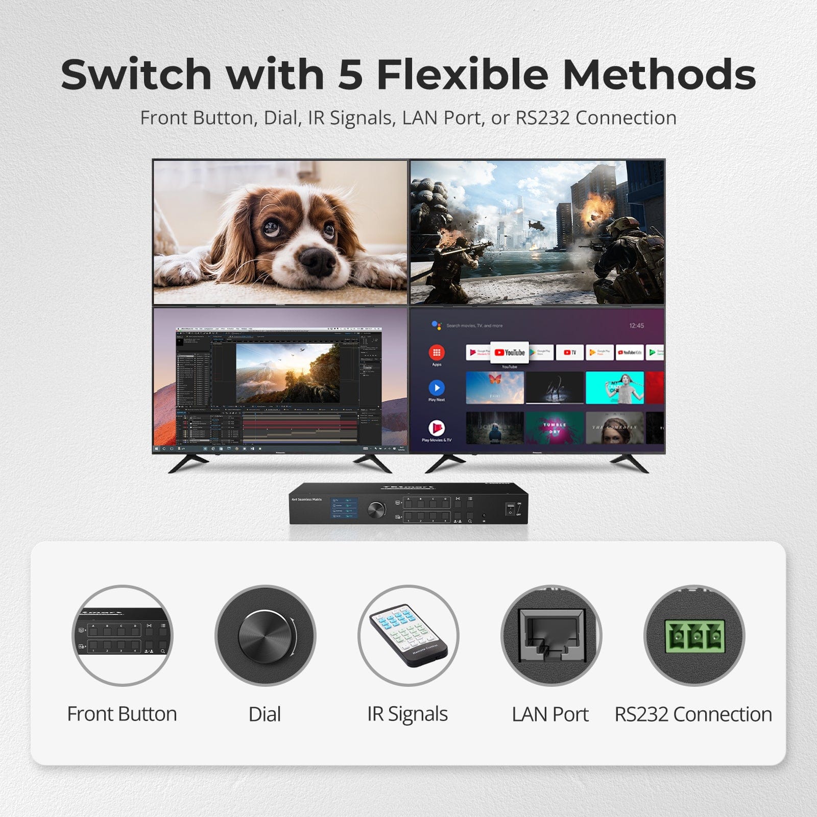 tesmart-elite-hma404-es23-hdmi-matrix-switch-4x4-mit-lcd image 8
