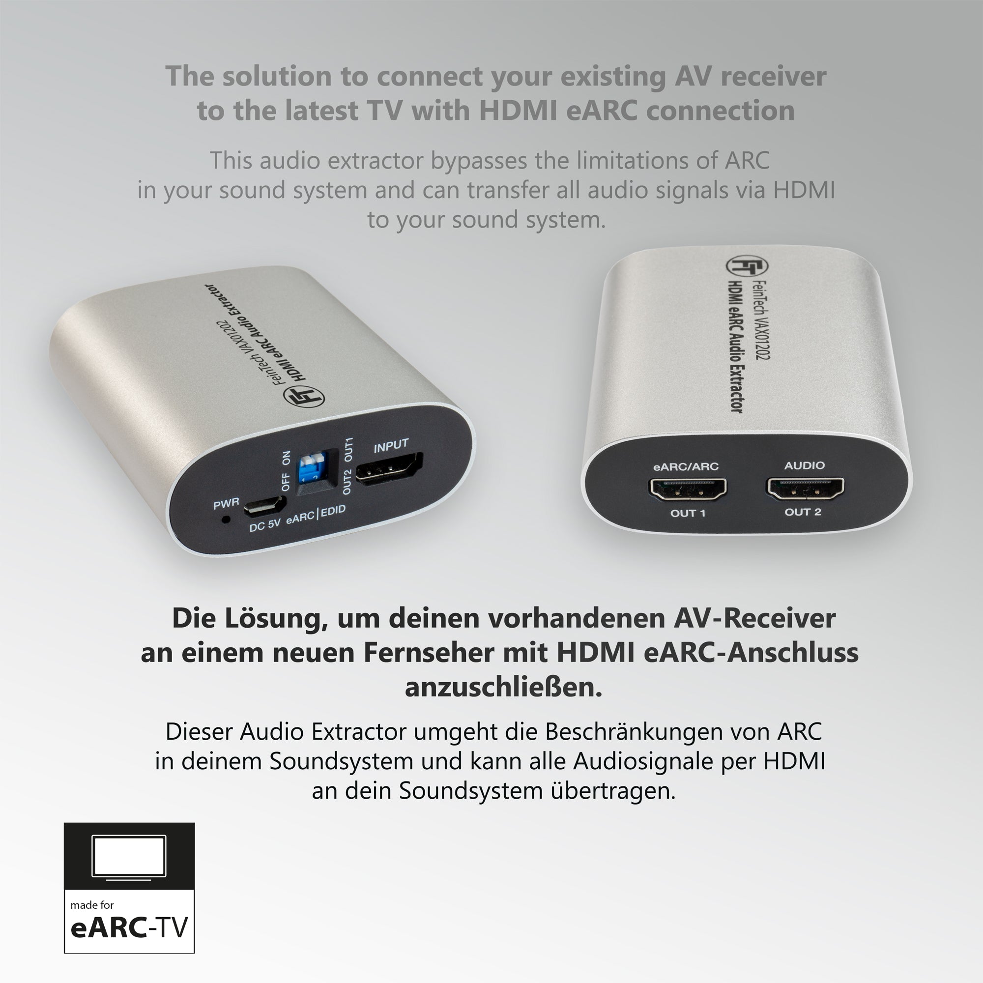 feintech-vax-vax01202-hdmi-earc-audio-extractor-splitter-4k-60hz image 3