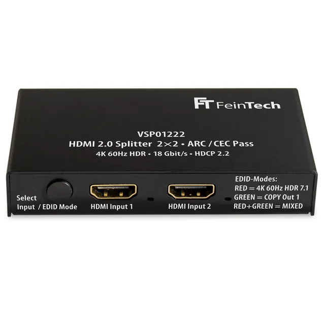 feintech-vsp01222-hdmi-splitter-2x2-4k-60hz-arc-downscaler image 1