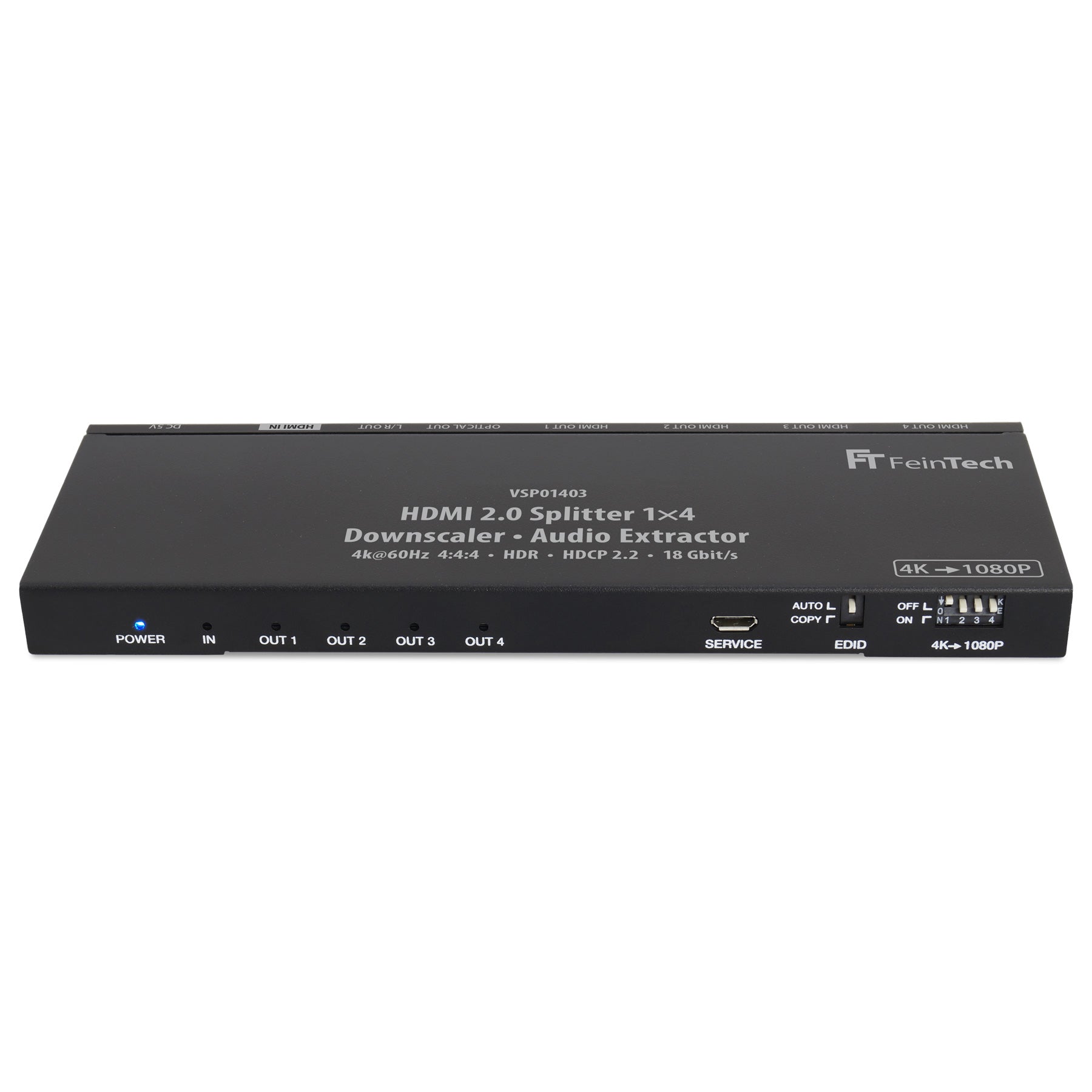 feintech-vsp01403-hdmi-splitter-1x4-4k-mit-audio-extractor image 1