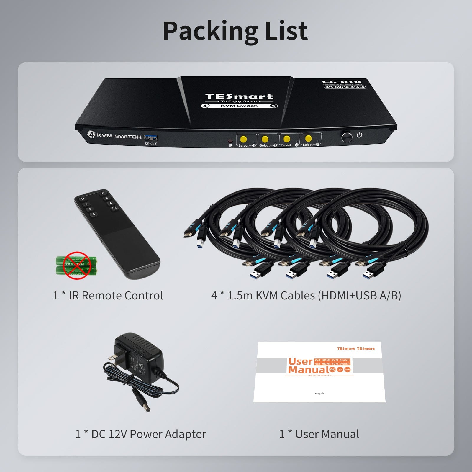 tesmart-elite-hks401-p23-kvm-switch-4x1-4k60-usb-3-0 image 8