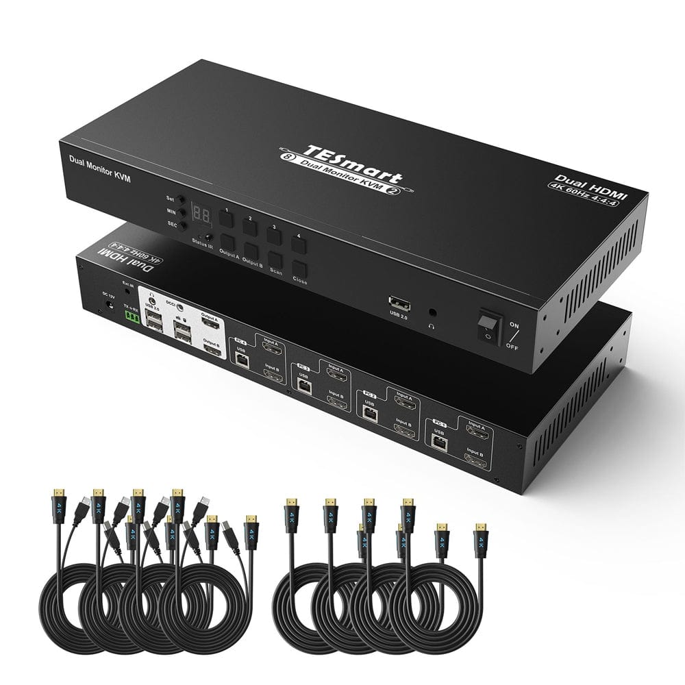 tesmart-elite-kvm-switch-dual-hdmi-4k30hz-4-pcs-2-monitore-set image 1