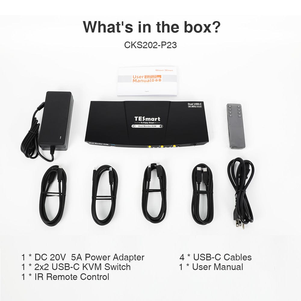 tesmart-prime-cks202-p23-kvm-switch-dual-monitor-4k-36w-refurbished image 3
