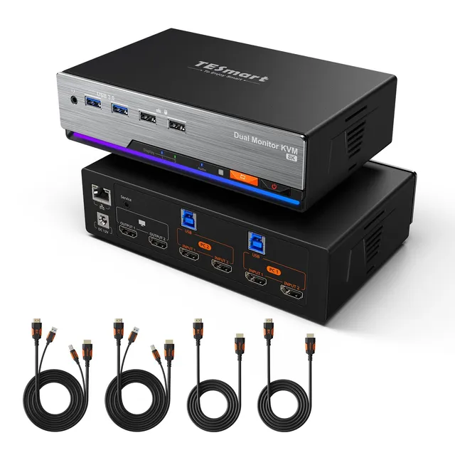tesmart-master-dual-hdmi-2-1-kvm-switch-2-pcs-2-monitore-4k144hz image 1