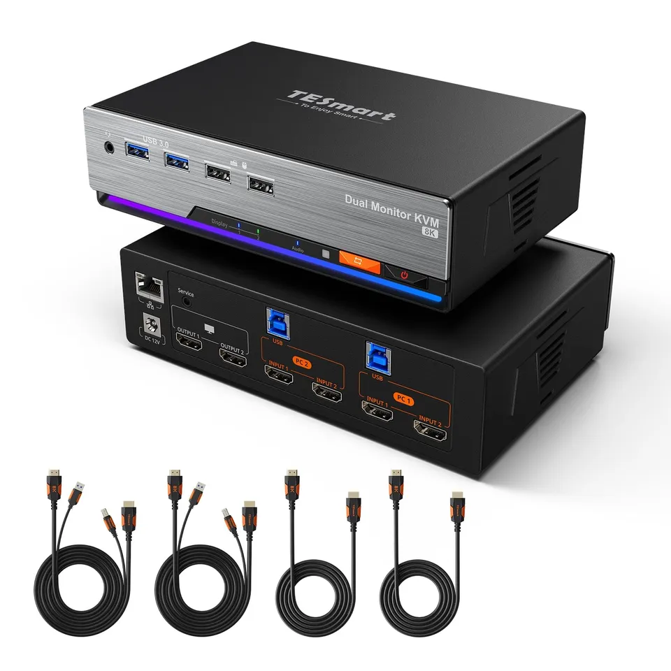 tesmart-master-dual-hdmi-2-1-kvm-switch-2-pcs-2-monitore-4k144hz image 1