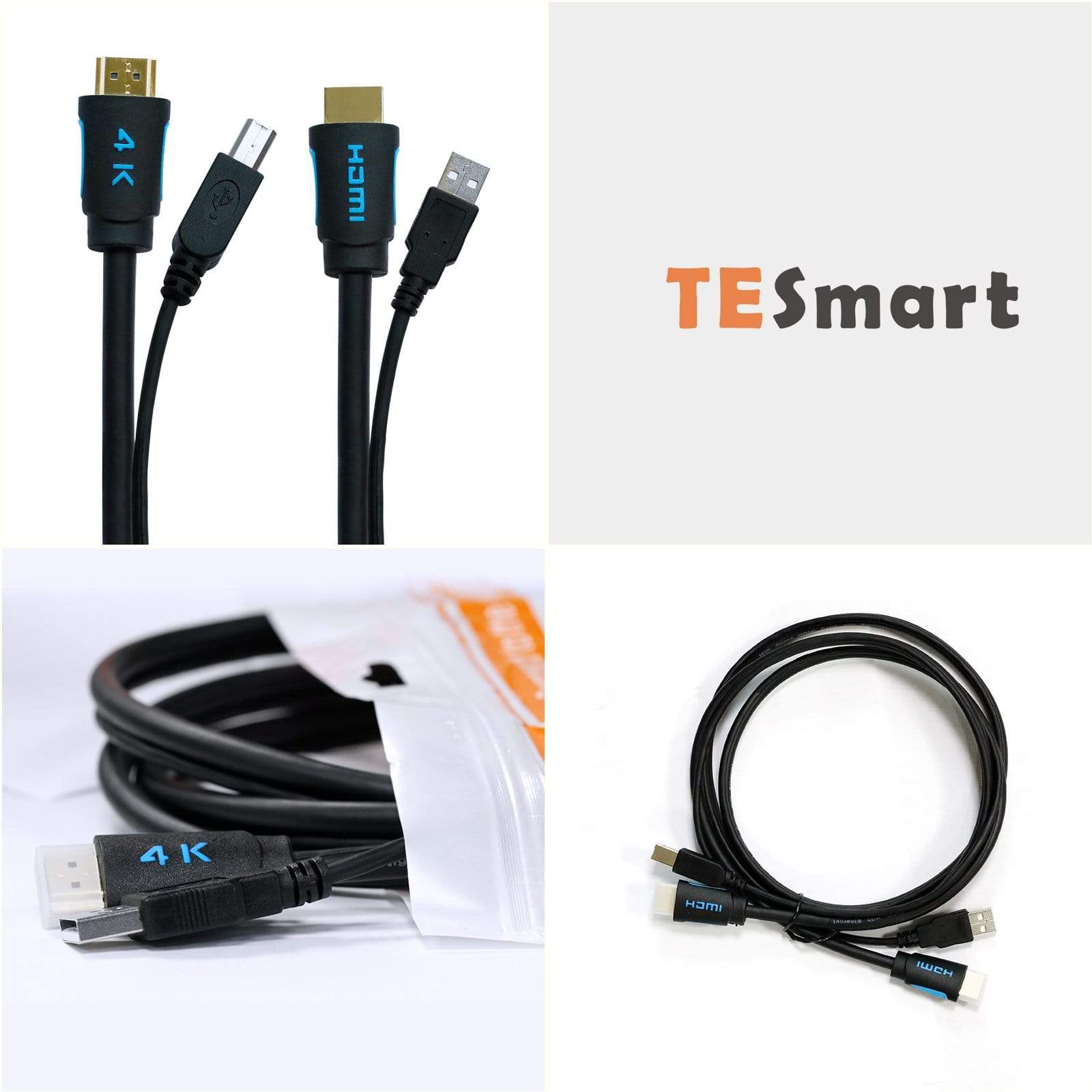tesmart-lite-twin-kvm-kabel-hdmi-usb-1-5m-4k60hz-usb-a-b image 2
