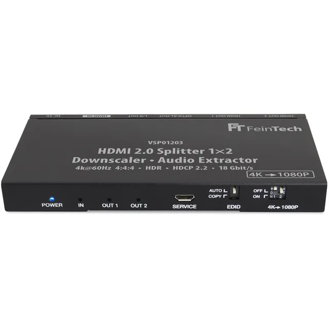 feintech-vsp01203-hdmi-splitter-1x2-mit-audio-extractor-4k-hdr image 1