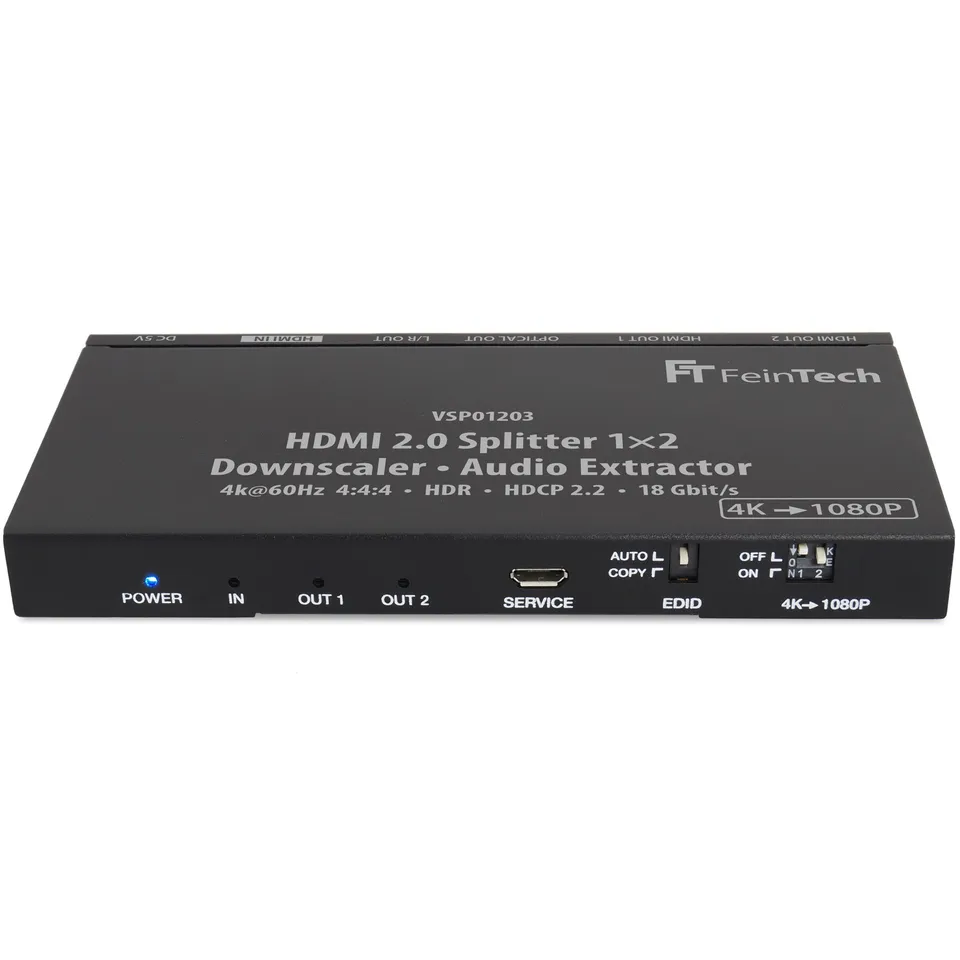feintech-vsp01203-hdmi-splitter-1x2-mit-audio-extractor-4k-hdr image 1