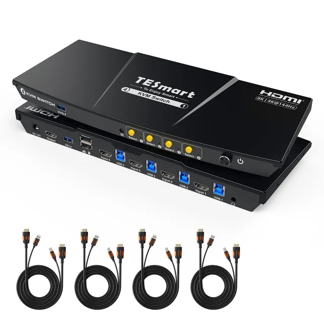 tesmart-master-hks401-m23-hdmi-2-1-kvm-switch-4-pcs-1-monitor-8k image 1