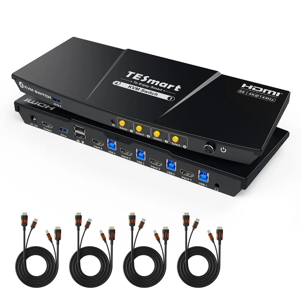 tesmart-master-hks401-m23-hdmi-2-1-kvm-switch-4-pcs-1-monitor-8k image 1