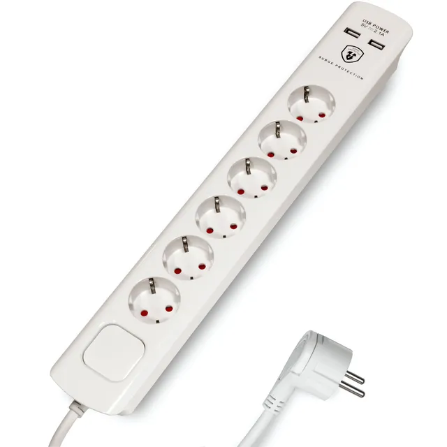 feintech-ms-4-fach-steckdosenleiste-1-5-m-mit-usb-berspannungsschutz image 1