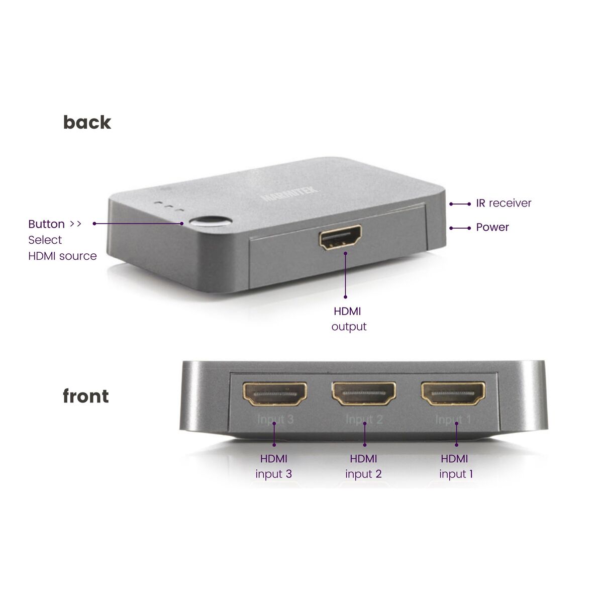 marmitek-connect-310-uhd-hdmi-switch-4k-60hz-3x1-hdr image 4