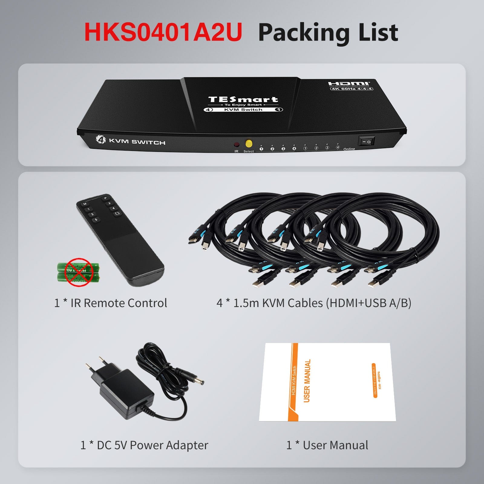 tesmart-elite-hks0401a1u-kvm-switch-hdmi-4k60hz-4pcs-1monitor image 4