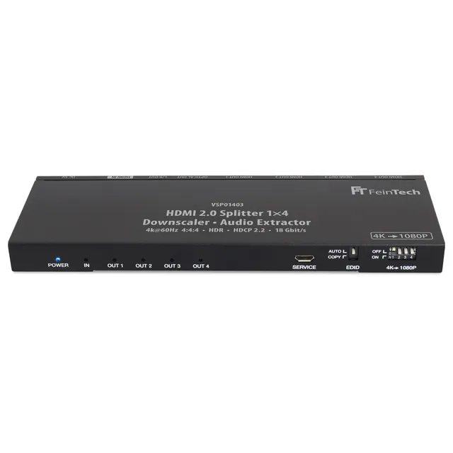 feintech-vsp01403-hdmi-splitter-1x4-4k-mit-audio-extractor image 1