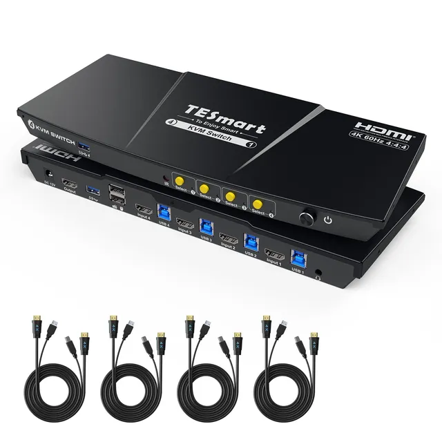 tesmart-elite-hks401-p23-kvm-switch-4x1-4k60-usb-3-0 image 1