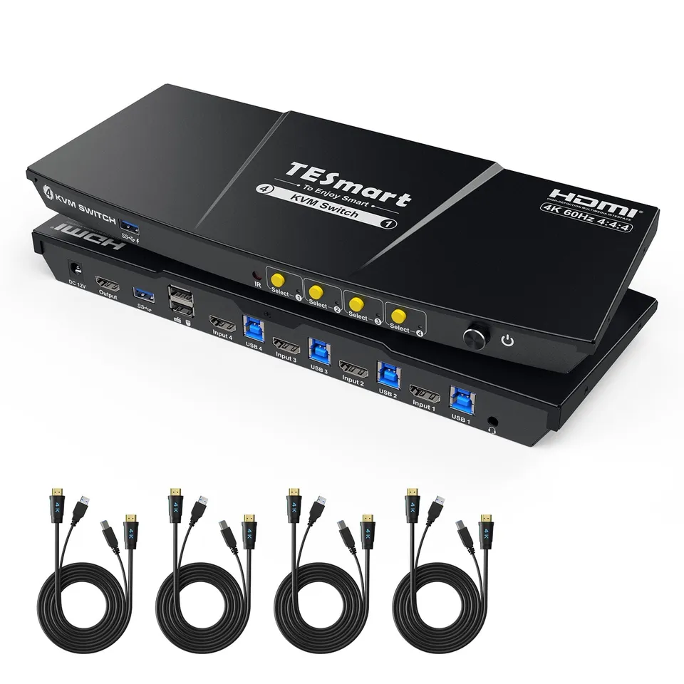 tesmart-elite-hks401-p23-kvm-switch-4x1-4k60-usb-3-0 image 1