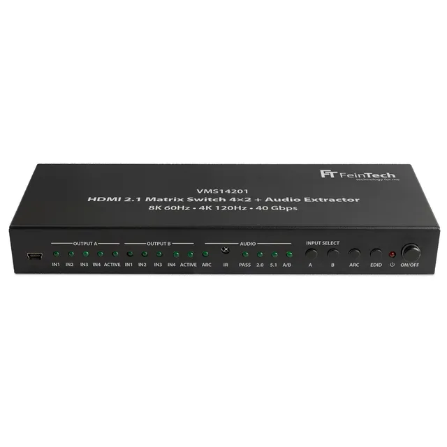 feintech-vms-vms14201-hdmi-matrix-switch-4x2-8k-audio-extractor image 1