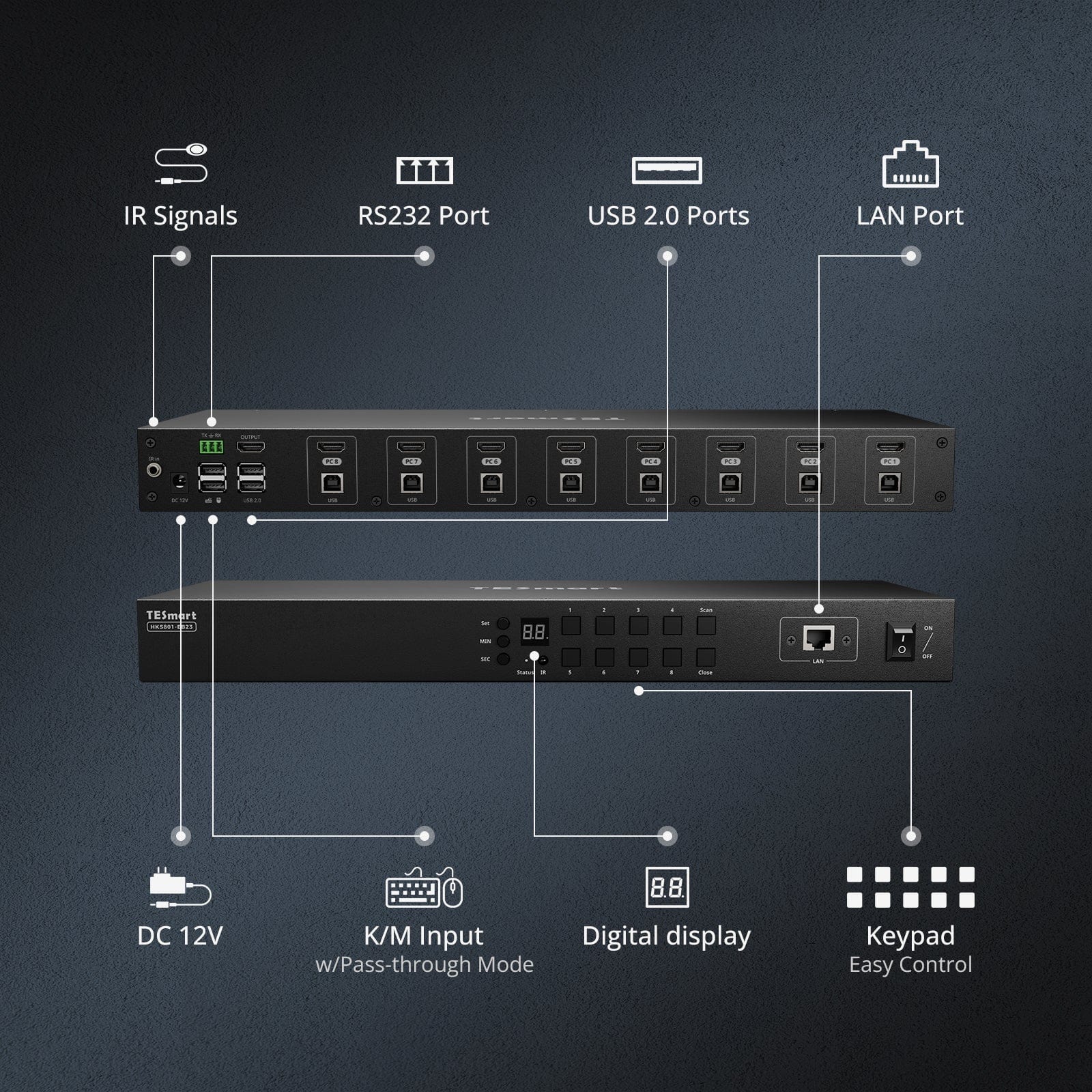 tesmart-elite-hks801-eb23-hdmi-kvm-switch-8-fach-4k image 2