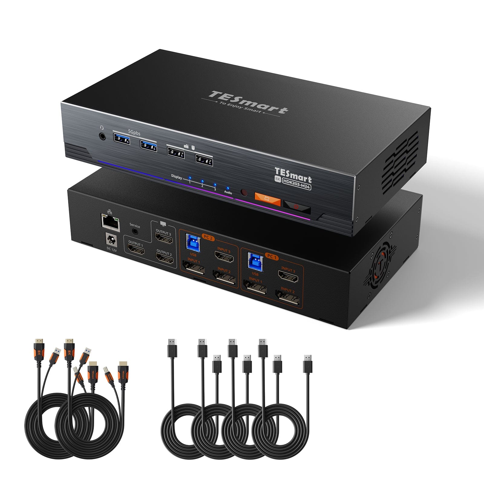 tesmart-master-hdk203-m24-kvm-switch-triple-4k144-hdmi image 1