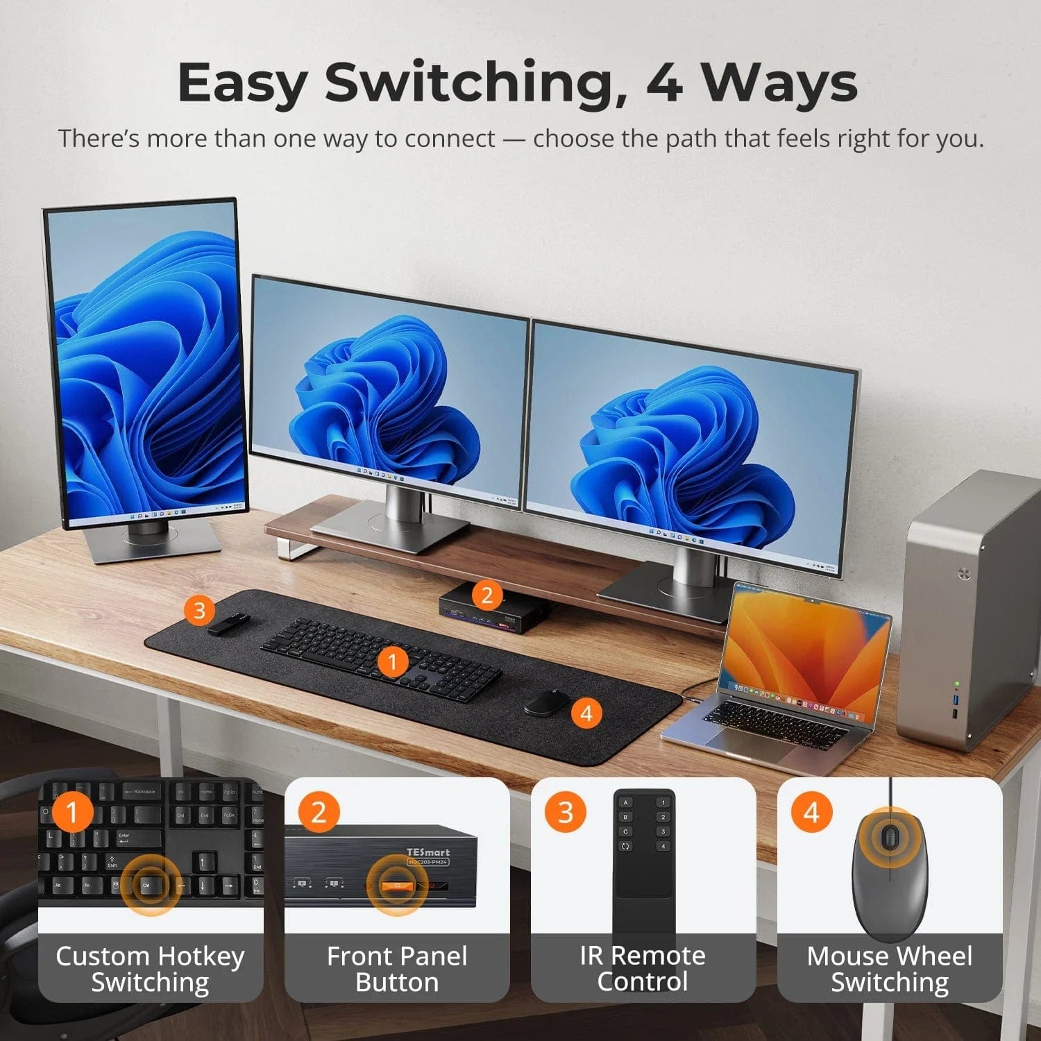 tesmart-xtreme-hdc203-pm24-kvm-switch-triple-4k60hz-displaylink image 3
