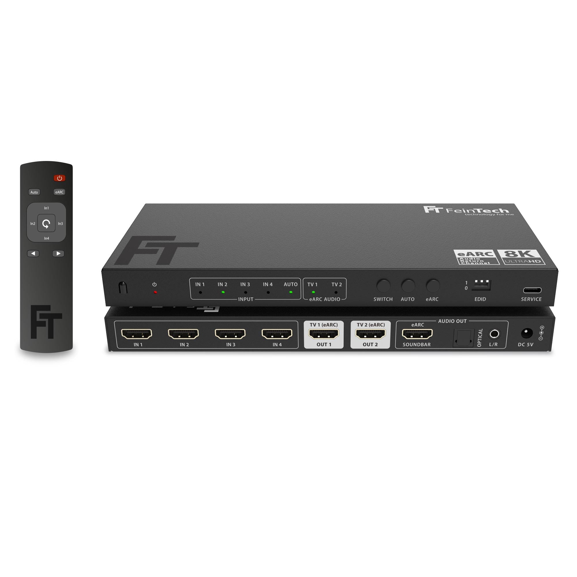 feintech-ax-ax341-hdmi-switch-4x2-8k-earc-soundbar image 1