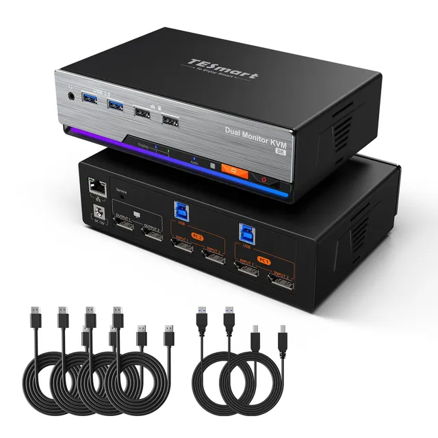 tesmart-master-dks202-m24-dp-kvm-switch-2-pcs-2-monitore-8k image 1
