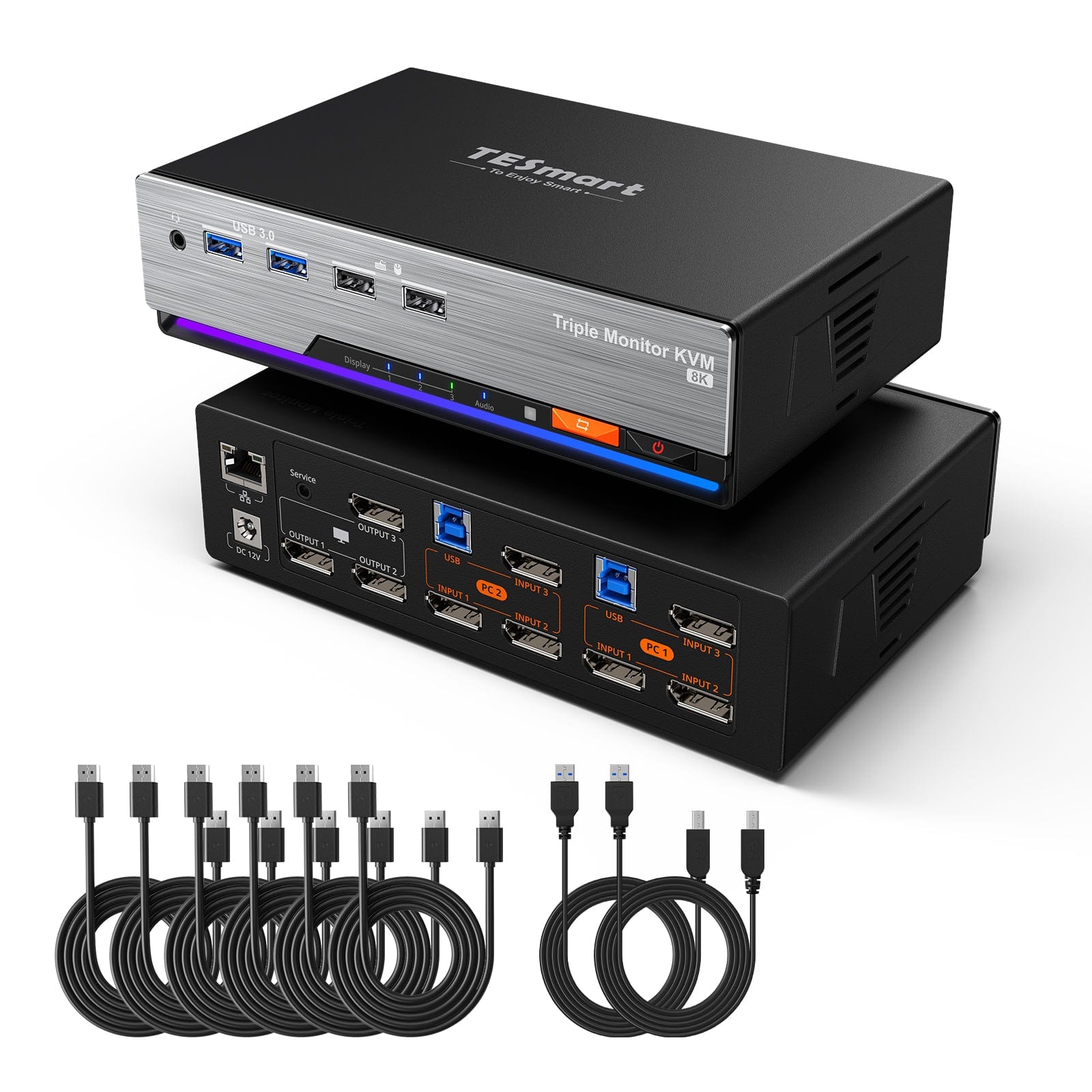tesmart-master-triple-8k-kvm-switch-2-pcs-3-monitore-dp image 1