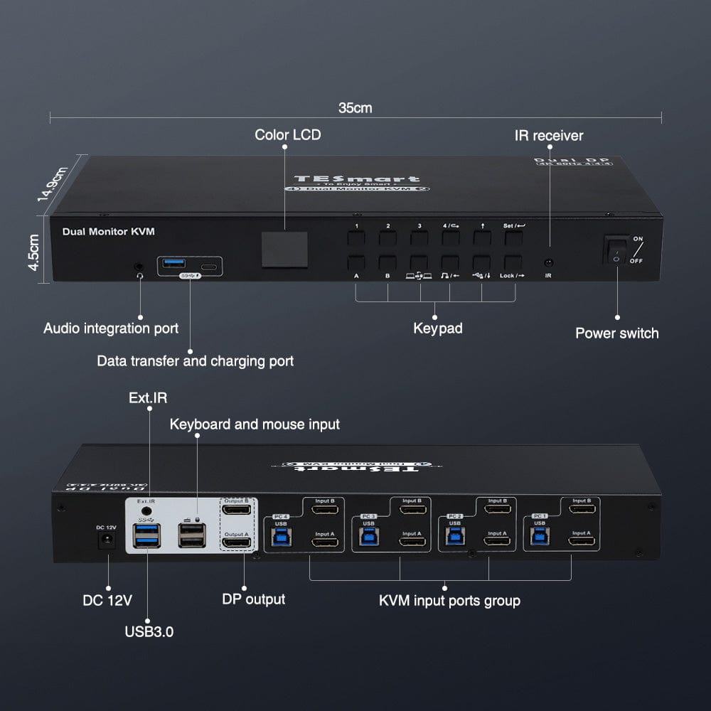 tesmart-prime-dks402-p23-kvm-switch-dual-dp-4k60hz image 2