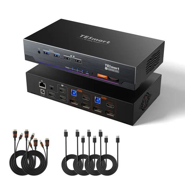 tesmart-master-hdk203-m24-kvm-switch-triple-4k144-hdmi image 1