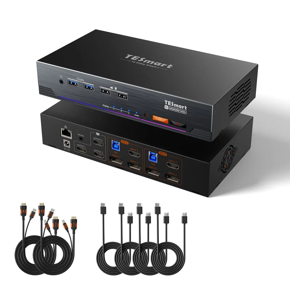 tesmart-master-hdk203-m24-kvm-switch-triple-4k144-hdmi image 1
